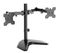 WALI Support Ecran PC 2 Ecran pour Moniteurs jusqu'à 27", Bras Ecran PC Réglable en Hauteur, Inclinable et Pivotant, Capacité de 10 kg par Bras avec Base Passe-Câble(MF002), Noir