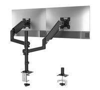 WALI Support Ecran PC 2 pour Moniteurs de 13-32 Pouces, Support Double Ecran Ressort à Gaz, Réglable en Hauteur, Inclinable, Rotatif et Pivotant, Capacité de Charge 8kg par Bras, Noir(GSDM002)