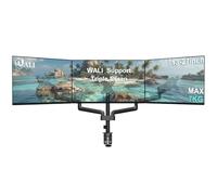 WALI Support Écran PC 3 Écran, Bras Ecran PC pour écrans jusqu'à 32 Pouces, Pied Ecran Réglable en Hauteur avec Bras à Ressort à Gaz, VESA 75 et 100mm, Capacité de Charge 7kg (GSDM003), Noir