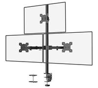 WALI Support Ecran PC 3 Ecran pour Moniteurs jusqu'à 27 Pouces, Bras Ecran PC Entièrement Réglable, Pince en C/Base à œillets en Option, Capacité de 10 kg par Bras, VESA 75/100(M003)