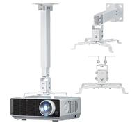 WALI Support mural ou de plafond universel à hauteur réglable avec perche d'extension pour projecteurs LCD/DLP, peut supporter jusqu'à 20 kg (PM-003-W) Blanc