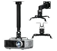 WALI Support mural ou plafond pour projecteur, support universel réglable en hauteur avec rallonge pour projecteurs LCD/DLP, peut supporter jusqu'à 20 kg (PM-003-B), noir