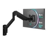 WALI Support mural pour écran 13-32", entièrement réglable, avec ressort à gaz pivotant et inclinable, peut supporter jusqu'à 10 kg, extension maximale de 49 cm, VESA 75 et 100 mm (GSWM001), noir