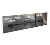 WALI Support Mural Triple Écran pour Ordinateur 17 à 32 Pouces, Support Écran PC 3 Écrans Bras Pivotant et Inclinable, Charge 7 kg par Bras, VESA 75x75 / 100x100 mm(013ARM),Noir