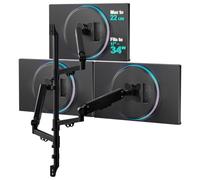 WALI Support mural triple pour écran 17-34" - 10 kg par bras - Noir | Réglages sans effort avec inclinaison/rotation/rotation, gain de place, VESA 75/100 mm, facile à installer