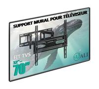 WALI Support Mural TV pour la Plupart des téléviseurs incurvés Plats de 32 à 70 Pouces, Support TV à Bras articulé à Mouvement Complet LED, LCD, OLED jusqu'à 88 LB, VESA 400 x 400 mm (FTM-2), Noir