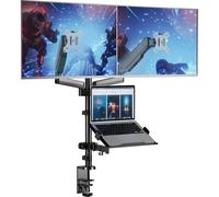 WALI Support pour ordinateur portable et double moniteur pour moniteur Max 32"" et ordinateur portable 17"" Bras ressort rglable avec inclinaiso