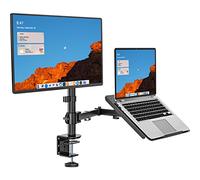Wali Support pour Ordinateur Portable, Support de Bureau pour Ordinateur Portable avec Plateau pour 1 Ordinateur Portable Jusqu’à 43,2 cm et 1 écran LCD Jusqu’à 68,6 cm capacité 10 kg M001LP