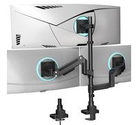 WALI Support triple moniteur - Support de bureau extra haut pour 3 écrans ultra larges de 13 à 49", jusqu'à 20 kg, entièrement réglable, vérins à gaz robustes, VESA 75/100 mm (GSDM003-P), noir