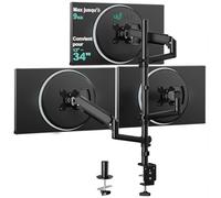 WALI Support Triple pour écrans de 17 à 32", entièrement réglable, Support de Bureau avec Pince et Base à œillets, Bras de Moniteur à Ressort à gaz, jusqu'à 9 kg chacun, VESA 75 x 75 100 x 100 mm