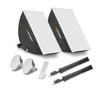 Walimex pro 2X Softbox 40x60cm LED Bi-Color 60W – Avec 2 trépieds, 2 diffuseurs et télécommande, 3.000-6.000K, lumière continue pour photos et vidéos, CRI 95+