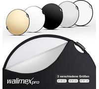 Walimex pro 5-en-1 réflecteur pliable wavy comfort fonction pop-up – Ø 107 cm – or ondulé argent blanc noir transparent avec sac de transport – Réflecteur photo pliable Photographie Oroduit Portrait