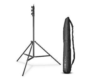 Walimex pro AIR 355 pied de lampe - avec suspension pneumatique, hauteur maximale 355 cm, capacité de charge de 8 kg, très haut et stable, aluminium, pour studio de photographie extérieur, noir