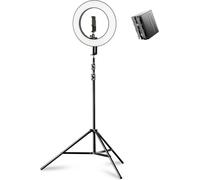 Walimex pro Anneau LED dimmable 23W avec trépied & batterie Lampe annulaire avec secteurs individuels Lumière Bi-Color 380 pour caméra & selfies Accessoires + sac