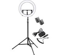 Walimex pro Anneau LED dimmable 32W avec trépied & 2 batteries I Lampe annulaire avec secteurs individuels I Lumière Bi-Color 500 pour caméra & selfies I Accessoires + sac inclus