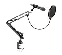 walimex pro Boya HM2 Microphone + Kit Bras de Microphone, Microphone à Main avec Connexion USB-C et câble de 120 cm, Bras de Microphone de Table 360° avec Filtre Anti-Pop et Protection Contre Le Vent