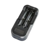 Walimex Pro Double Chargeur pour Batterie Li-ION 18650 18350 - avec Puce IC Intelligente Contre la Surcharge, sélection Automatique du Courant de Charge, pour Max. 2 Batteries cardan, Cigarettes