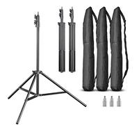 Walimex pro FT-8051 Lot de 3 trépieds de lampe 260 cm - Trépied d'éclairage avec amortisseur à ressorts, hauteur max. 260 cm, charge maximale 5 kg, aluminium, pour studio de photographie en extérieur,