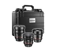 Walimex Pro Kit de Base d'objectif vidéo VDSLR pour Nikon F Mount (Mise au Point Manuelle, Objectif 24 mm, 50 mm, 85 mm et étui de Protection) Noir