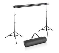 Walimex pro Kit Dérouleur de fond Noir Aluminium Largeur 145-290 cm Support de fond pour 3 toiles en Papier & Tissu Pieds Lumière Trépieds Hauteur 250 cm Photographie Vidéo & Écran vert Sac