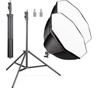 Walimex pro Kit Éclairage 2x Softbox octogonale 55 cm LED 35 W & 2x Trépied FT-8051 & Raccords Amortissement à ressort Hauteur 260cm 5000 K Trépied Lumière Studio Voyage Accessoire Photo