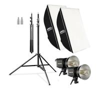 Walimex pro Kit Éclairage LED 35W - 2X Softbox 60x90 cm - 2X Trépied 256 cm - 4X Diffuseurs Principal et Interne - 2X Monture Bowens - Kit Lumière Complet Photo vidéo - 2X Sac tansport Streaming