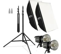 Walimex pro Kit Éclairage LED 35W – 2x Softbox 60x90 cm – 2x Trépied 256 cm – 4x Diffuseurs principal et interne – 2x Monture Bowens – Kit Lumière complet photo vidéo – 2x Sac tansport Streaming