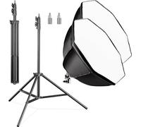 Walimex pro Kit Éclairage Softbox octogonale 55 cm LED 35 W & Trépied FT-8051 & Raccords Amortissement à ressort Hauteur 260 cm 5000 K Trépied Lumière Voyage Studio Accessoire Photographique