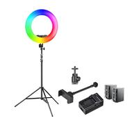 Walimex Pro Anneau LED RGB 60W – Contrôle via app, batterie compatible, set complet, extensible avec 5 cold shoes