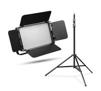 Walimex pro LED Daylight + Pied de Lampe - Set de Panneau Lumineux LED lumière du Jour 54W, 5600K, 6500LM, CRI 97Ra, DMX, Fonctionnement sur Batterie, 9m de câble, 102-256cm de Hauteur