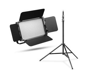 Walimex pro LED Daylight + Pied de Lampe - Set de Panneau Lumineux LED lumière du Jour 54W, 5600K, 6500LM, CRI 97Ra, DMX, Fonctionnement sur Batterie, 9m de câble, 102-256cm de Hauteur