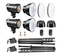 Walimex pro LED Niova 60 Plus + trépied, Lot de 2, Lampes de Studio LED avec réflecteur Bowens et diffuseur Doux et trépieds de Lampe jusqu'à 215 cm de Hauteur de Travail