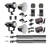 Walimex pro LED Niova Plus 120 W + trépied, Lot de 2, Lampes vidéo à intensité Variable avec bi-Couleur et trépieds Flash jusqu'à 256 cm de Hauteur avec Amortissement à Ressort