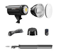 Walimex pro LED Niova Plus DL 100 W + Ensemble trépied, Lampe vidéo LED à intensité Variable et trépied Flash avec Amortisseur à Ressort jusqu'à 256 cm de Hauteur