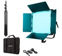 Walimex pro LED Rainbow 100W RGBWW Set - comprenant une lampe, des volets de protection, un bloc d'alimentation, un sac de transport et de rangement, un pied de lampe avec spigot et adaptateur