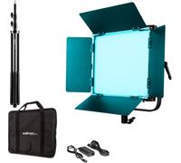 Walimex pro LED Rainbow 50W RGBWW Set - comprenant une lampe, des volets de protection, un bloc d'alimentation, un sac de transport et de rangement, un pied de lampe avec spigot et adaptateur