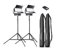 Walimex pro LED Sirius 160 Daylight set de 2 avec trépied + télécommande - 2x 65W Daylight surface light, studio light, 2x 65 Watt 6000 lumen, 5600K, dimmable, avec télécommande, pour photo + vidéo