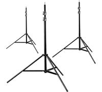 Walimex pro Lot de 3 trépieds avec amortisseur - Hauteur max. 256 cm, charge 6 kg, pour éclairage et accessoires photo/vidéo