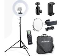 Walimex pro Medow 960 Pro Eclairage annulaire LED y compris trépied, éclairage annulaire bi-colore 3200-5500 K, éclairage vidéo variable avec télécommande 96 W, trépied pour lampe avec amortisseur à r