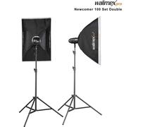 Walimex pro Newcomer 100 Set Double – Flash 100 Ws, déclencheur 2,4 GHz, lumière LED, 1/800-1/1200s, monture Bowens, pour petits studios