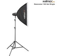 Walimex pro Newcomer 100 Set Single – Flash 100 Ws, déclencheur 2,4 GHz, lumière LED, 1/800-1/1200s, monture Bowens, idéal petits studios