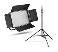Walimex pro Niova 600 Plus Daylight + WT-806 Trépied - Kit d'éclairage LED vidéo continu 36 W 600 LED à intensité Variable 5600 K 4350 LM CRI 97 Ra DMX + télécommande + trépied de lumière