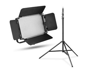 Walimex pro Niova 600 Plus Daylight + WT-806 Trépied - Kit d'éclairage LED vidéo continu 36 W 600 LED à intensité Variable 5600 K 4350 LM CRI 97 Ra DMX + télécommande + trépied de lumière
