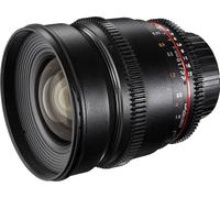 Walimex pro Objectif Grand Angle Vidéo Photo 16 mm 1:2,2 VCSC (Filetage filtre 77 mm Pare-soleil, Bague dentée, Mise au point & Ouverture Fluide), Compatible Sony E Couleur Noire