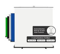 Walimex pro Panneau enrouleur fond blanc Chromakey - 210 x 220 cm - Infroissable - avec Mécanisme auto-hold et Boîte métallique - équipement photographe Studio Atelier