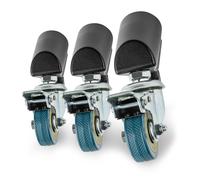 Walimex pro trépied roues Pro set de 3 - roues de trépied, roulettes pivotantes, tout métal, roues 50 mm Ø, avec bande de roulement en caoutchouc et frein, pour pieds de trépied de 18 - 23 mm Ø