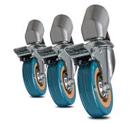 Walimex pro roulettes de trépied Pro Lot de 3 - Rouleaux pivotants - métal, Ø 75 mm - Surface de Contact en Caoutchouc et Frein - pour Pieds Ø 22-25mm - Lampes luminaires vidéo, Noir
