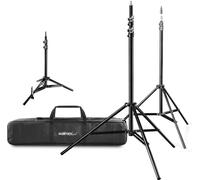 Walimex pro Set 3 Trépieds Lampe Sac transport Hauteur réglable 108 – 256 cm Trépied Voyage Lumière Flash 6 kg max. Éclairage Studio Outdoor Accessoires photographie
