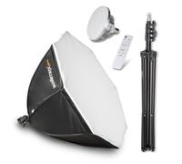 Walimex pro Softbox Octagon Ø65cm LED Bi-Color 60W – Avec trépied, diffuseur, sac et télécommande, 3.000-6.000K, lumière continue pour photos et vidéos