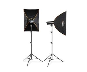 Walimex Pro Stager 400 HSS Kit Double - Flash de Studio Puissant avec récepteur 2,4 GHz, Mode HSS, 400 W, Temps de Combustion Court, lumière de réglage LED, pour photographes Professionnels